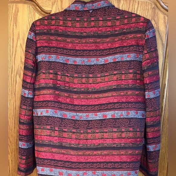 Alfred Dunner Jacket in Red, Black, Gray Stripes with Black Sequins Size 10 - Picture 5 of 7